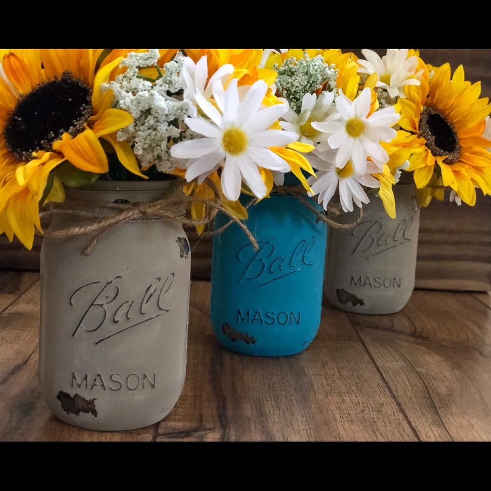 Distressed Mason Jars